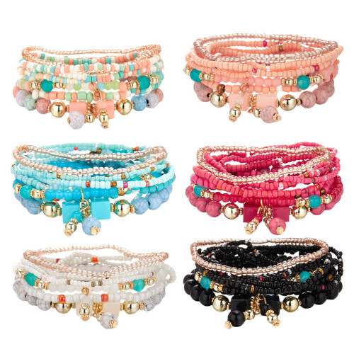 18Jgo Apilables Bohemias Multicolor Para Mujer Moda