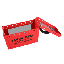 Versatile Lockout Tagout Box for Secure Group Management Red Metal