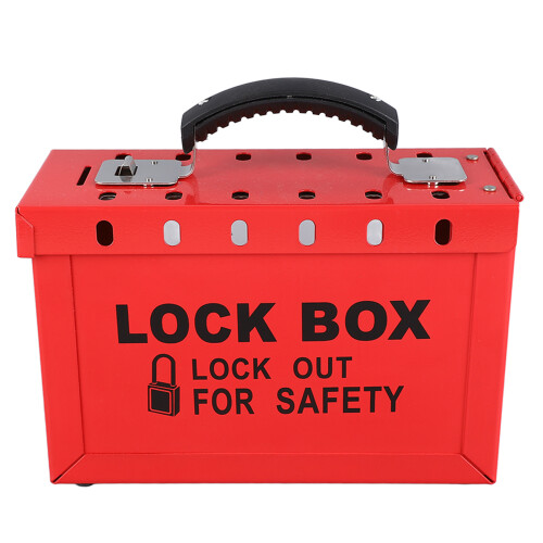 Versatile Lockout Tagout Box for Secure Group Management Red Metal 1