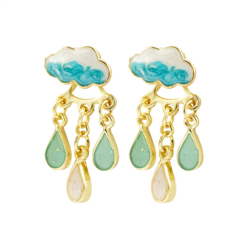 Unique Lightweight Cloud Rain Stud Earrings for-Light blue