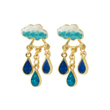Personality Cloud Rain Earring Birthday Valentines-Deep blue