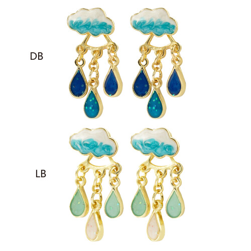 Personality Cloud Rain Earring Birthday Valentines-Deep blue 1