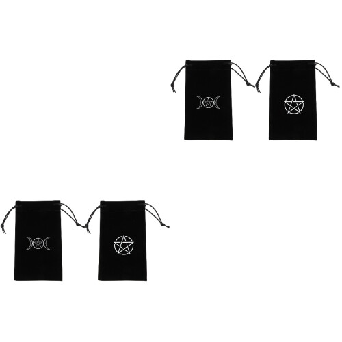 4Ud Bolsas De Tela Para Tarot Con Estampado Pentáculo Y Cordón 2