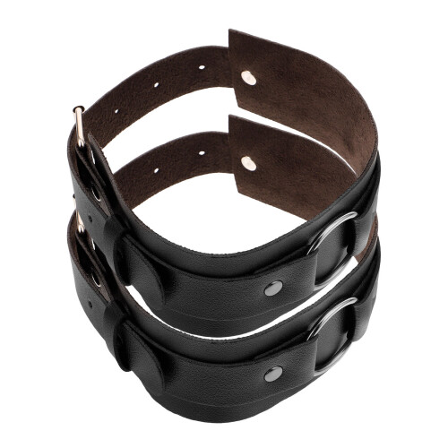 3Pièces Cuffs De Manche En Cuir Noir Punk Pour Polyvalentes