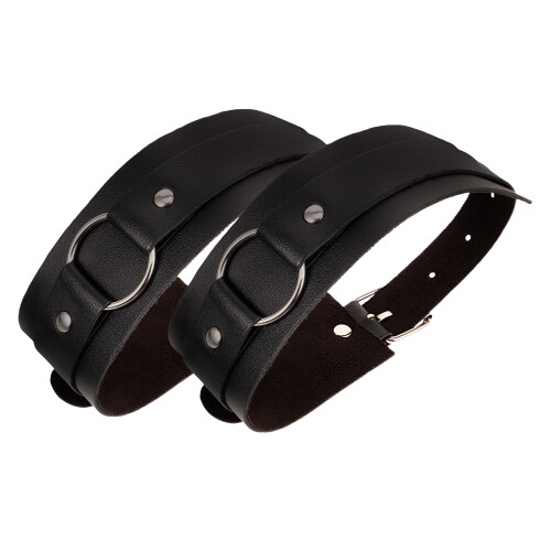 3Pièces Cuffs De Manche En Cuir Noir Punk Pour Polyvalentes 1
