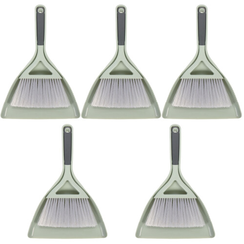 5Set Kit Piccola Scopa E Paletta Desktop, Materiale Resistente Verde 2