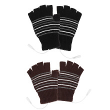 4Pairs Assorted Color Wool USB Heated Half Finger Gloves Hand Warmers