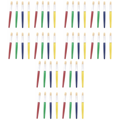 48Pcs Durable Flat Head Paint Brushes Kids Art Craft Assorted Colors 2