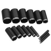 30Pz Set Trapani Rotondi in Acciaio Nero Per Precisi Su Pelle PU