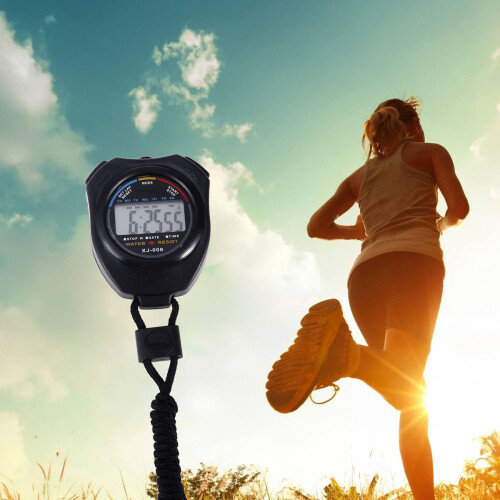 2St Sport Stopwatch LCD Timer Chronograph Zwart Voor Training 2