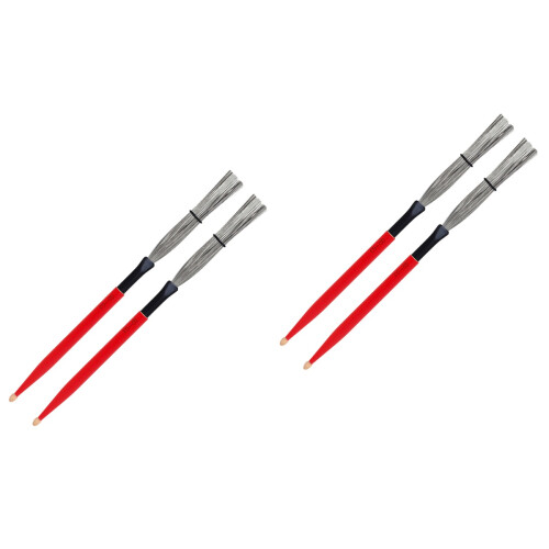2Paren Carbon Wire Drum Brushes Met Handvat in Rood 2