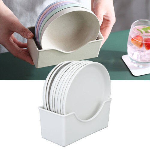 8Pcs Wheat Straw Bone Spitting Dishes Set with Drainage Basket