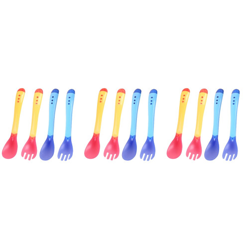 12Pièces Ensemble Couverts Bébé Cuillères Colorées 2