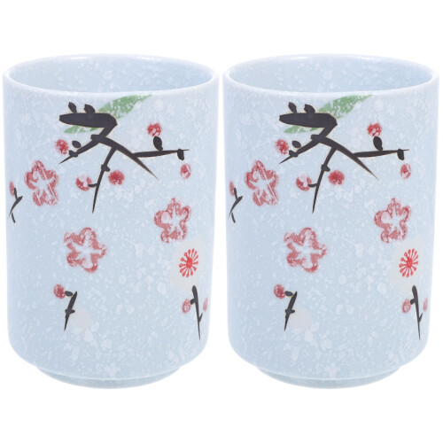 2Pcs Decorative White Ceramic Tea Cups Japanese Style Home Mug 2