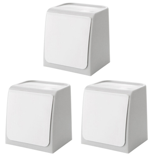 3Pcs Punch-Free White Plastic Wall Trash Bin for Home Organization 1