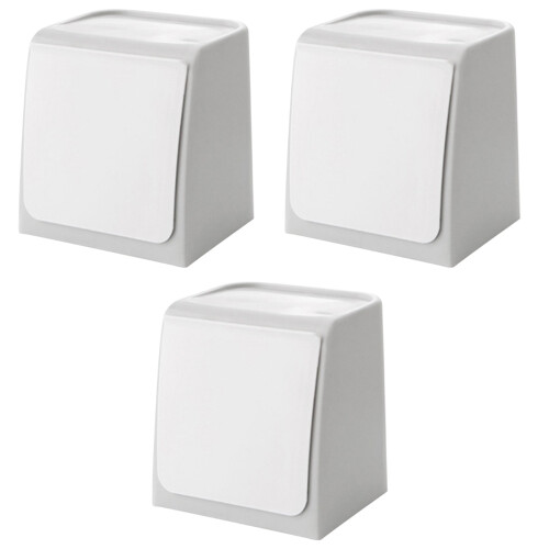 3Pcs Punch-Free White Plastic Wall Trash Bin for Home Organization 2