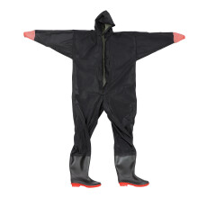 Foldable Men Fishing Wader Suits Black Reinforced PVC