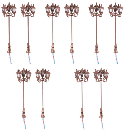 10Pz Mini Lampioni Marroni in Materiale Per Decor Miniatura 2