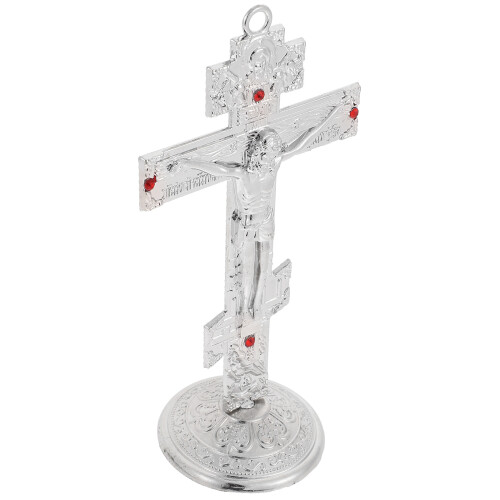 5Pz Croce Decorativa Da Muro in Acciaio E Strass Argento 2