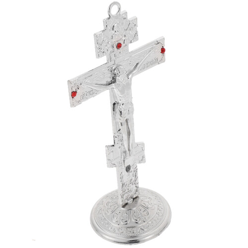 5Pz Croce Decorativa Da Muro in Acciaio E Strass Argento 1