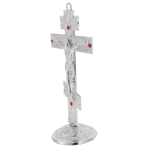5Pz Croce Decorativa Da Muro in Acciaio E Strass Argento