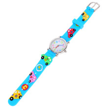 2Pcs Kids Gift Watch Cartoon Vehicle Design Multi Color Quartz Watch