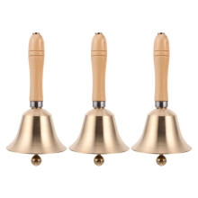 9Pcs Portable Wood Handle Brass Bell Loud Dining Bell for Party Use