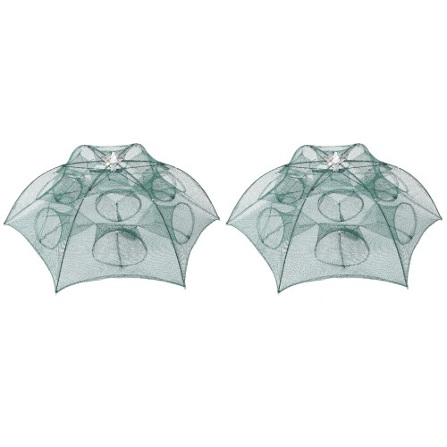 2Pcs Fishing Net Foldable Green Light Weight Strong Design 2