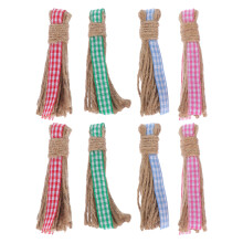 8Pcs Assorted Hemp Rope Tassels DIY Wooden Bead String Ornaments