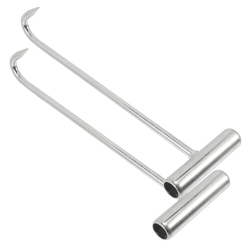 6Pcs Metal Manhole Lifter Hooks Rust Resistant Silver Manhole Lid Hook 2