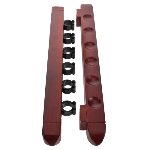 6Pcs Solid Wood Wall Pool Stick Holder with Six Slots for Billiards 1