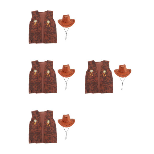 4Sets Assorted Color Cowboy Costume Set for Parties Comfortable Fabric 2