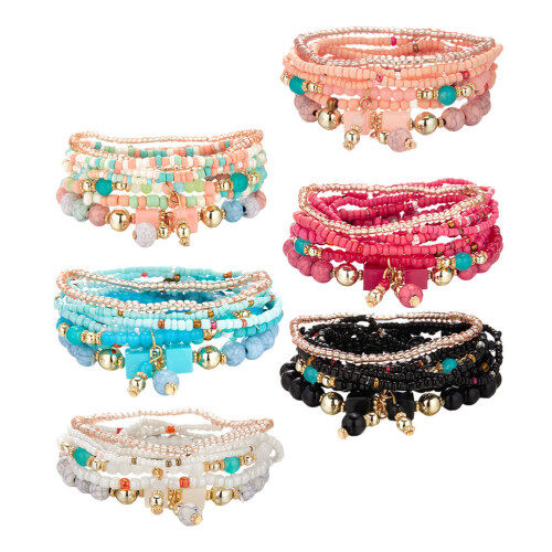 18Sets Bohemian Stackable Beaded Bracelets for Women Multilayered Chic