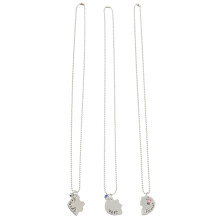 2Pcs Silver Friendship Necklaces with Rhinestone Pendants for Friends