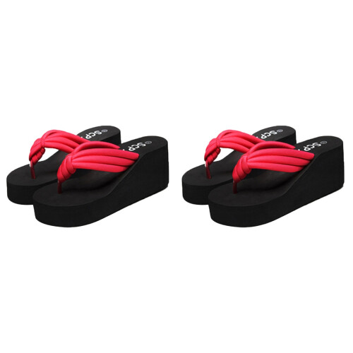 2Pz Ciabatte Piattaforma Rosse Comfort Party 1