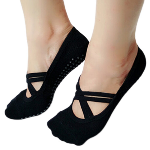 4Pz Calze Danza E Yoga Antiscivolo Nero Con Grip E Assorbimento 2