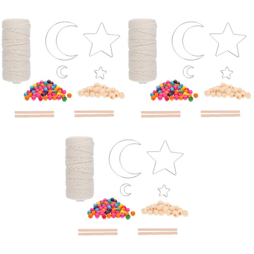 3Set Confezione DIY Con Filo Cotone E Decorazioni Beige 2