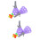 2Set Gioco Interattivo Catch Ball Viola Per Con Lanciatore ABS 9