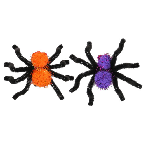 6Pz Fermagli Ragno Halloween in Pelo E Ferro Per 1