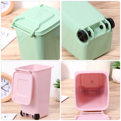 2Pz Mini Pattumiera Da Scrivania Clamshell Colorata E 1