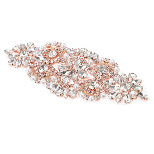 2Pz Decorazione Rosa Oro Con Strass E Per Abbigliamento