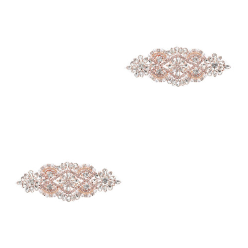2Pz Decorazione Rosa Oro Con Strass E Per Abbigliamento 2