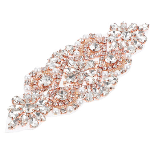 2Pz Decorazione Rosa Oro Con Strass E Per Abbigliamento 1