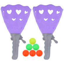2Sets Purple Kids Pop-Pass-Catch Balls ABS Catch Launcher Outdoor Toy