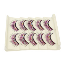 35Pares Cílios Dramáticos Roxos Com Diamante Para Eventos E