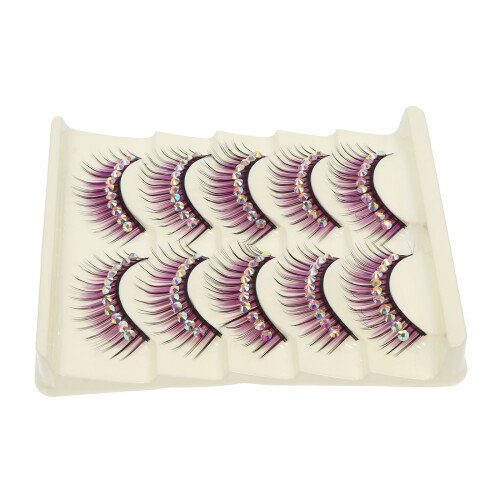 35Pares Cílios Dramáticos Roxos Com Diamante Para Eventos E