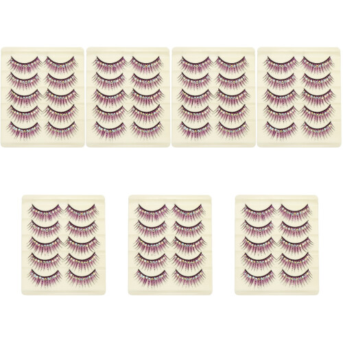 35Pares Cílios Dramáticos Roxos Com Diamante Para Eventos E 2