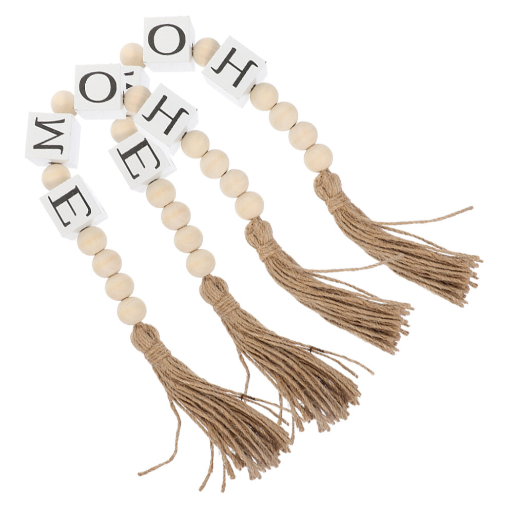 6Szt Rustykalna Z Drewnianych KoralikóW Z Chwostami Na ŚCianę-image