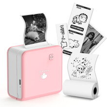 Unieke, op maat gemaakte stickerprinter, draagbaar formaat met verstelbare papierhouder voor modeontwerp en multifunctioneel gebruik met apps (roze)