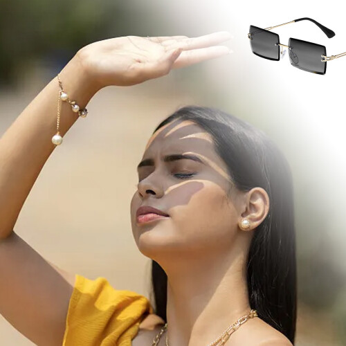 Γυαλιά ηλίου ορθογώνια χωρίς σκελετό με φακό διαβάθμισης, μοντέρνα vintage 2